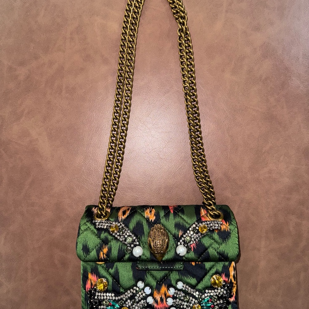 Kurt Geiger Green Embellished Shoulder Bag